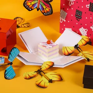 Lüks özel noel gizem mücevher kutusu sürpriz Pop Up uçan kelebekler kek hediye kutuları ambalaj için