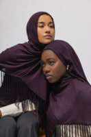 Vela Schal Neuestes Kopftuch Bambus-Jersey Hijab Quasten-Schal Weicher Rutschfester Blickdichter Premium-Jersey-Hijab mit Fransen