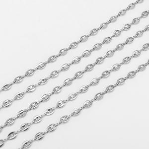 18k सोने की कॉफी बीन रोल स्टेनलेस स्टील चेन मीटर करके डिय गहने के लिए मीटर द्वारा मीटर की चौड़ाई - Product Image 4