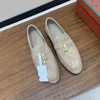 Mocassins pour hommes en cuir véritable de luxe, style italien original, avec fermoir métallique, chaussures décontractées à enfiler