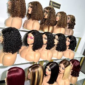 Cabello Brasileño Virgen Super Double Drawn Ombre T1B/99J Sin Pegamento, Pelucas de Cabello Humano con Frente de Encaje 4x4, Pelucas Cortas Tipo Bob - Product Image 4