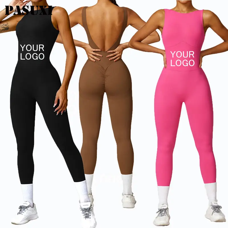 PASUXI OEM Seamless Sportswear Yoga Bodysuit Workout Jumpsuit One Piece Gym Fitness Outfit Women's Sports Yoga Jumpsuit