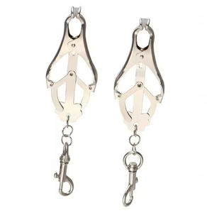 Nouvelles pinces à tétons en métal argenté réglables, design papillon, jouets sexuels, pinces à seins puissantes - Product Image 1
