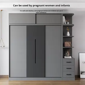 <span class=keywords><strong>Armoire</strong></span> à portes coulissantes pour usage domestique, idéale pour petits appartements, <span class=keywords><strong>chambre</strong></span> à coucher moderne et simple, en panneau artificiel, deux portes, pour chambres à louer, rangement intégré - Product Image 2