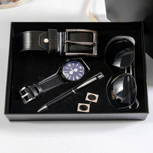 Business <b>Gift</b> Set Watch Belt Sunglasses Pen Cufflinks Leather Exquisite Father's Day <b>Gifts</b> - Product Image 1