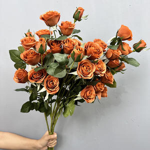 Arrangement floral de mariage d'automne S419, fleurs artificielles en latex, <span class=keywords><strong>6</strong></span> têtes de roses, fleurs de simulation de mariage au toucher réel - Product Image 4
