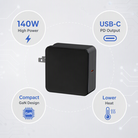 Pengisi Daya GaN 140W Tipe C Tunggal, Dilengkapi Kabel Tipe-C, Pengisi Daya Cepat PD untuk Samsung, Xiaomi, Macbook Pro Tablet Produk Terlaris
