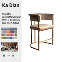 Tabouret de bar en acier inoxydable doré brillant, chaise de comptoir rembourrée en velours de luxe, tabouret haut moderne avec base en or titane pour boutique