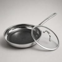 Poêle en acier inoxydable 304, poêle à nid d'abeilles antiadhésive, poêle à frire, compatible induction et gaz, pour la maison et les restaurants