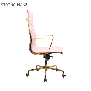 Proffesional rotary certain design Rose Gold flat setting's office chairs <span class=keywords><strong>slim</strong></span> flat setting steel chair office desk ergonomic design - Product Image 3