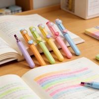 Surligneur oblique YF PEN avec motif cœur, 6 couleurs, mignon, pour l'école, stylo fluorescent
