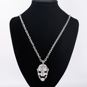 yunnique <b>Titanium</b> Steel Skull Pendant Necklace Men's Long <b>Chain</b> Rock Style Fashion Jewelry Geometric Skeleton Design Summer 2022 - Product Image 4