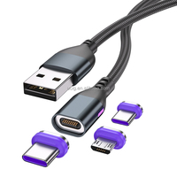 Kabel Data pengisian daya 5A, kabel Data pengisian daya, 3 in 1 Tipe C, nilon, kepang, 1m, 2m, kabel USB-A, 3,3 kaki 6,6 kaki