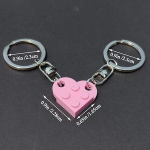 Juego de Llaveros de Corazón a Juego, Bloques de Construcción de Acrílico para Parejas, 2 Piezas, Amuletos de Amor para Novio, Novia, Amistad - Product Image 2