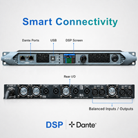 Amplificateur de puissance numérique DSP Dante classe D 4 canaux 2500W 4 ohms en métal pour enceintes audio professionnelles PA, caissons de basses et sonorisation de scène