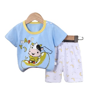 Vêtements pour enfants en gros pour l'été, t-shirt à manches courtes pour bébé, ensemble de vêtements pour garçons, printemps, 100% coton, costume - Product Image 1