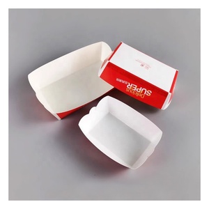 Barquette en papier jetable, économique, écologique, personnalisée, en kraft blanc, 10oz, 23oz, 32oz, pour frites, snacks, poulet frit - Product Image 3