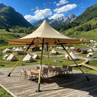 Tente Safari 6x6m en Toile de Coton Oxford avec Matériaux PVC/PVDF, Quatre Saisons, WP7000, UV50+, Ouverture Rapide, Portable, Droite