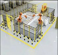 Barrière de sécurité pour poste de travail de robot industriel, clôture en treillis soudé en acier pour machine