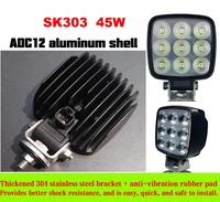 Phare de travail LED 4 pouces 45W en aluminium, étanche, faisceau spot et large, pour conduite tout-terrain, SUV, bateau, 4x4, 4WD, éclairage extérieur automobile 12V
