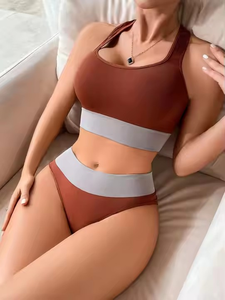 Vendita calda reggiseno e brevi <span class=keywords><strong>Set</strong></span> da donna traspirante costine Yoga senza soluzione di continuità <span class=keywords><strong>Set</strong></span> di reggiseno e mutandine sportive da donna - Product Image 5