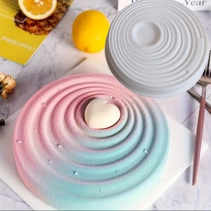 Round Water Ripple Pattern Silicone Mousse Cake Mold White 1 Piece For Cake Decorating - Product Image 1