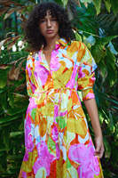 Mode personnalisé dame Maxi robe Vestidos chemise décontractée robe imprimer femmes élégantes demi manches Floral 50 naturel impression numérique