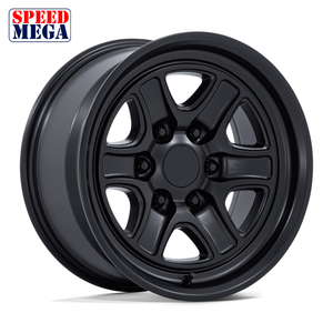 ล้อแม็กซ์อัลลอยด์สีดำด้านแบบเว้า 6 ก้าน ขอบลึก สำหรับรถออฟโรด รถบรรทุก รถ SUV ดีไซน์ลายตัดหน้าต่าง - Product Image 1