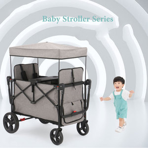 Chariot pliable pas cher en gros avec auvent, chariot utilitaire portable pour le shopping et le jardin, double siège et plateau amovible - Product Image 5