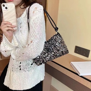 Fashion Womens Sparkly Sequin <strong>Silver</strong> Purse Shoulder Bag Evening Handbags Glitter Hobo Bag <strong>Clutch</strong> for Party Prom Club Wedding - Product Image 5
