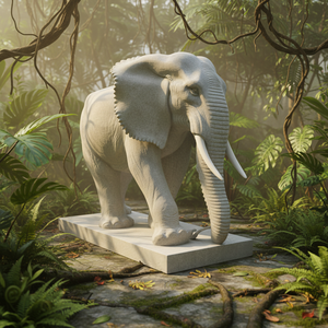 Büyük Boy El Yapımı Avrupa Fil Mermer Heykeli Beyaz Heykel Parklar ve Tapınaklar İçin Dış Mekan Kullanımı İçin - Product Image 4