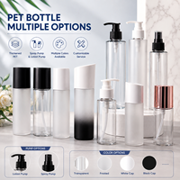 Flacon de soin de la peau personnalisé de luxe en PET avec pulvérisateur ou pompe à lotion, finition givrée transparente, 100 ml, 120 ml, 130 ml, 150 ml
