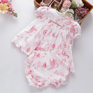 B1998535 infant baby clothes sets summer smocked floral flower kids clothing boutiques children clothes wholesale