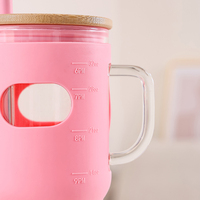 Gobelet en verre borosilicate sans BPA, capacité de 32 oz, comprend un couvercle et une manchette en silicone avec paille, logo personnalisable disponible