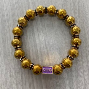 <span class=keywords><strong>Bracelet</strong></span> de fraternité perlé pour homme, perles de verre violettes et dorées, <span class=keywords><strong>bracelet</strong></span> élastique avec pendentif perlé pour <span class=keywords><strong>Liberty</strong></span> Gifts LINK Iota - Product Image 2