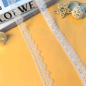 Nastro in <span class=keywords><strong>Pizzo</strong></span> Ricamato 100% Poliestere Bianco Leggero <span class=keywords><strong>e</strong></span> Morbido per Rifiniture di Abbigliamento, Vendita all'Ingrosso - Product Image 3