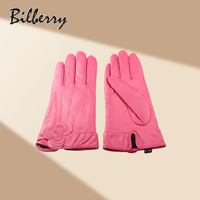Gants en peau de chèvre nappa rose pour femmes, 100% peau de chèvre, doublés de polaire, style uni, pour l'hiver, thermiques, pour le cyclisme quotidien, utilisation en extérieur