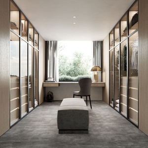 <span class=keywords><strong>Armoire</strong></span> de chambre moderne <span class=keywords><strong>en</strong></span> bois massif sur mesure pour villa et appartement - Poignées métalliques écologiques, portes à charnières, garantie 5 ans, direct usine - Product Image 4