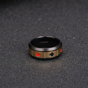 Bague avec logo de jeu de cartes, couleur or, bande rotative, bijoux de mode pour hommes SA1062 - Product Image 3