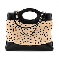 Sac fourre-tout tendance imprimé léopard, style urbain, en cuir peluche patchwork, sac à bandoulière pour femme avec chaîne métallique – Vente flash