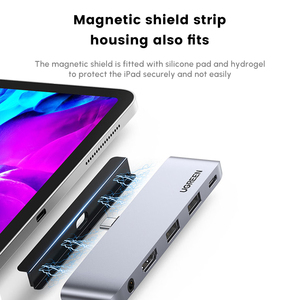 Ugreen cm424 <span class=keywords><strong>USB</strong></span> C HUB 5 trong 1 Bộ chuyển đổi <span class=keywords><strong>2</strong></span> USB3.<span class=keywords><strong>0</strong></span> 3.5mm jack cắm tai nghe PD sạc Docking Station 4K <span class=keywords><strong>HDMI</strong></span> pd100w cho iPad Pro - Product Image 2