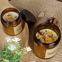Lilin Aromaterapi Lilin Kedelai Alami Buatan Tangan dengan Bunga Kering yang Dipres-Pembakaran Bersih Aroma Tahan Lama Edisi Natal