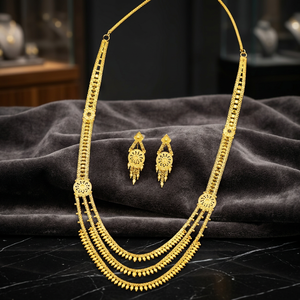 สร้อยคอทองเหลืองชุบทอง 14K 18K 24K แบบ Rani Haar 3 ชั้น ลายดอกไม้ สำหรับเจ้าสาว งานแต่งงาน แฟชั่นดั้งเดิม ขายส่ง - Product Image 5