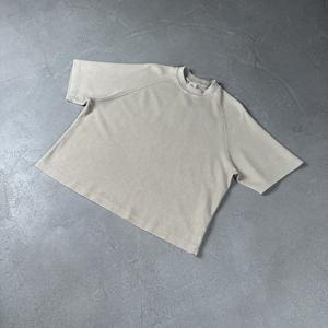 Camiseta Oversize de Manga Raglán con Tejido Waffle para Hombre, Estilo Vintage Desgastado, Streetwear, Algodón Pesado, Diseño con Salpicaduras de Pintura - Product Image 1