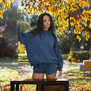 Sweat-shirt décontracté à col montant et manches longues en coton éponge 100 % pour femme, avec logo personnalisé, collection Printemps 2026 - Product Image 3