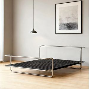 Modern Stainless Steel Portable Foldable Durable Adjustable Double <strong>Bed</strong> Frame for Bedroom <strong>Home</strong> Use - Product Image 5