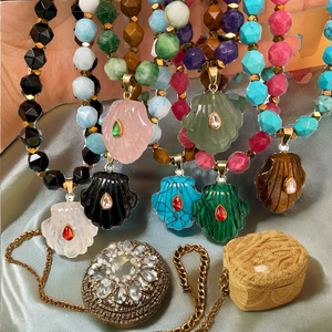 Nouveau <span class=keywords><strong>Collier</strong></span> Plaqué Or avec Chaîne à Maillons, Pendentif Étoile de Mer en Verre et Perles Mixtes, Coquillages et Perles de Rocaille Estivales, Grande Étoile de Mer - Product Image 2
