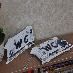 ที่แขวนป้ายไม้สไตล์เมดิเตอร์เรเนียนสุดสร้างสรรค์สำหรับห้องน้ำป้ายคริสมาสต์สัญลักษณ์ติดประตูมหาสมุทรงานฝีมือธรรมชาติสำหรับห้องน้ำ - Product Image 2