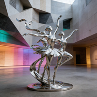 Sculpture de danseuse de ballet en acier inoxydable poli sur mesure - OEM/ODM Ornement d'art public extérieur