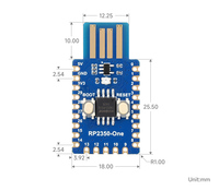 Waveshare RP2350-One, placa PCB integrada con conector tipo A, placa MCU Flash de 4 MB basada en microcontrolador Raspberry Pi RP2350A de doble núcleo